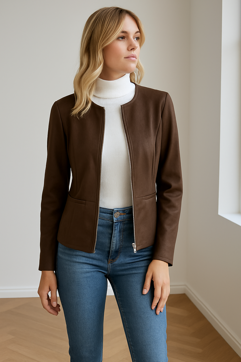 Marigold | Getailleede Jas met Ronde Kraag