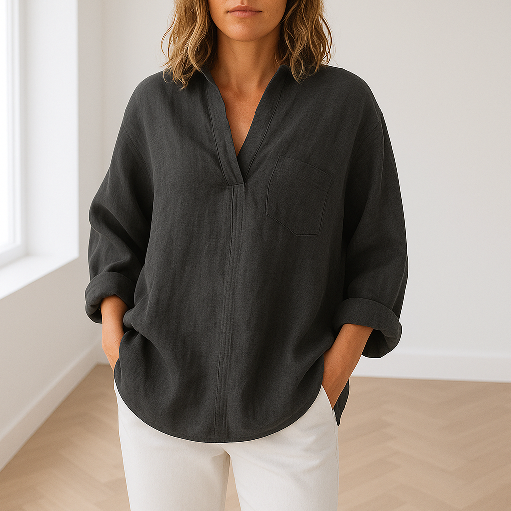 Freya | Klassieke Katoenen Linnen Blouse voor Vrouwen