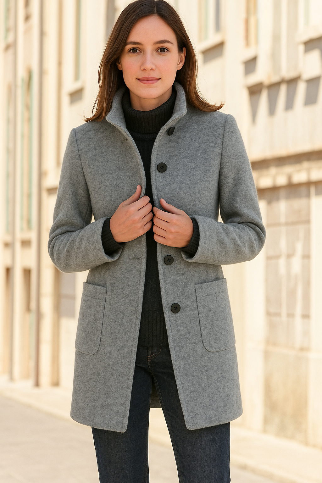 De Selah jas combineert moeiteloze warmte met tijdloze stijl. Met een klassiek ontwerp en flatterende pasvorm is deze jas perfect voor casual uitjes, kantoordagen en frisse dagen. Verkrijgbaar in koningsblauw, donkergrijs, groen, lichtgrijs, blauw, maten S-2XL. Voeg elegantie en comfort toe aan je garderobe met de Selah. Bestel nu en geniet van een stijlvolle look en knus comfort tijdens de koelere maanden!