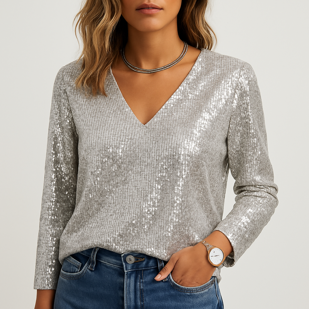 Yindi | Pailletten truitje met V-hals