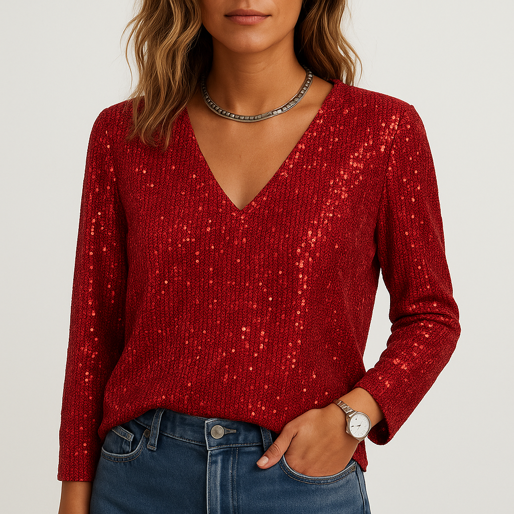 Yindi | Pailletten truitje met V-hals