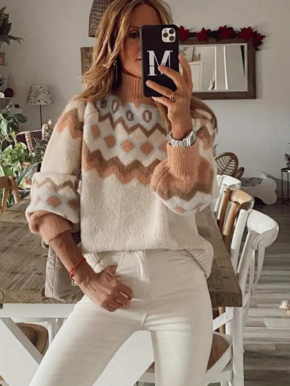 Violette sweater met veelkleurig patroon – een chique en comfortabele must-have voor elke garderobe. Met een relaxte pasvorm en warme pastel- en neutrale tinten biedt deze trui stijl en comfort voor casual bijeenkomsten, brunches of gezellige avonden thuis. Combineer eenvoudig met jeans of leggings voor een moeiteloze look. Verkrijgbaar in veelkleurig, maten S-XL. Voeg moderne elegantie en cozy vibes toe aan je outfits met de Violette. Bestel nu!