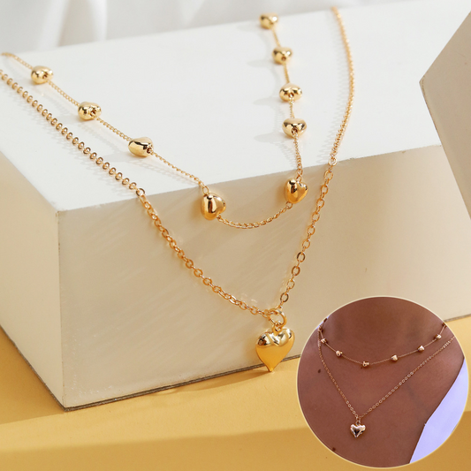 Luna | Tweedelige Hartjes Ketting Set