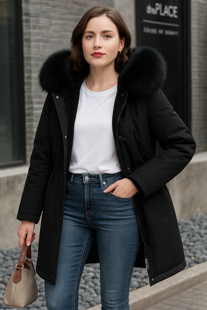 Adaline | Voeg warmte en elegantie toe aan je wintergarderobe met de Adaline. Deze stijlvolle jas heeft een luxueuze capuchon, een zachte binnenvoering en een verstelbare taille voor een flatterende pasvorm. Verkrijgbaar in rijke tinten zoals bruin, zwart, groen, blauw en rood, en maten S-2XL. Perfect voor winterse uitjes, stadswandelingen of casual gelegenheden. Combineer comfort en verfijning met de Adaline. Bestel nu en blijf chic en warm dit seizoen!