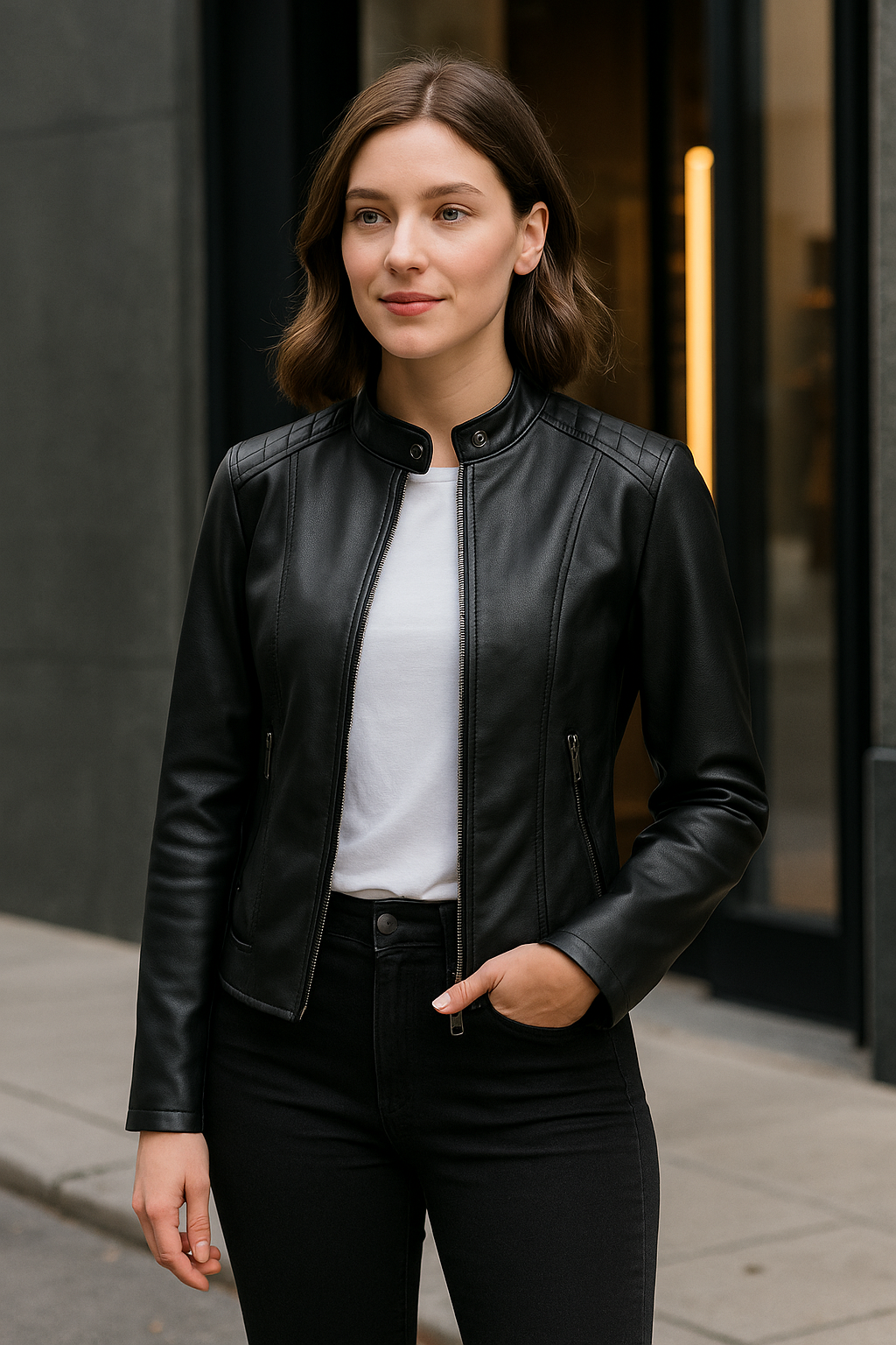 Arina | Elegante leren jas voor dames