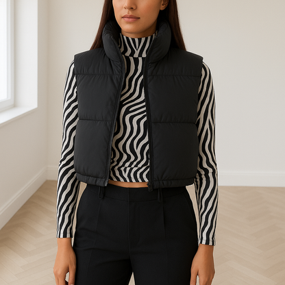 Blijf modieus en warm met onze trendy puffer vest voor dames. Dit veelzijdige kledingstuk is perfect voor het laagjes dragen tijdens koudere maanden en biedt zowel comfort als stijl. Gemaakt van hoogwaardige materialen, zorgt het voor een duurzame en comfortabele pasvorm. Verkrijgbaar in diverse kleuren en maten, past deze puffer vest moeiteloos bij elke outfit. Upgrade je wintergarderobe met dit onmisbare item en ervaar de perfecte combinatie van functionaliteit en mode.