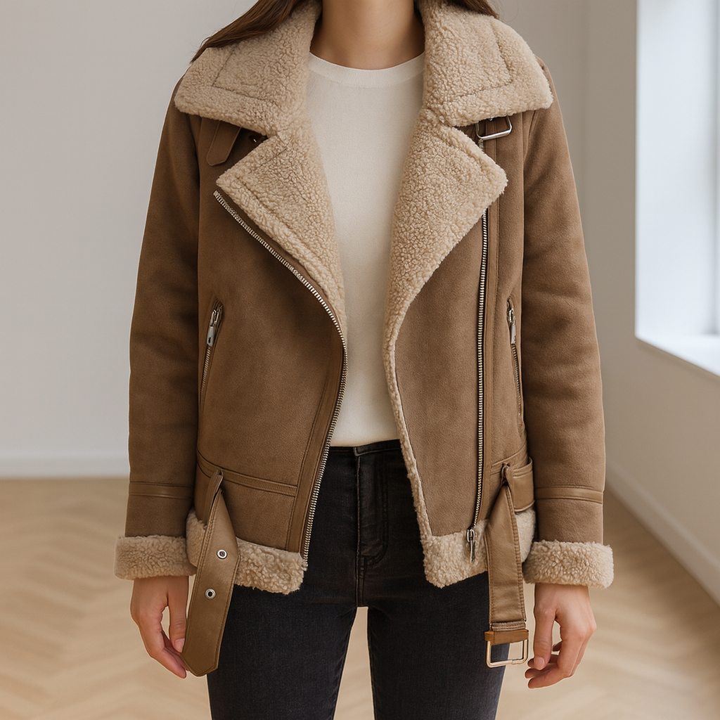 Kira | Fleece gevoerde bikerjas voor dames