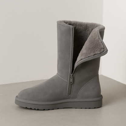 hoge ugg laarzen van sheepskin schapenhuid met nepbont binnenkant voering. ze zijn waterdicht en super comfortabel, perfect voor het najaar, de herfst en winter van 2025