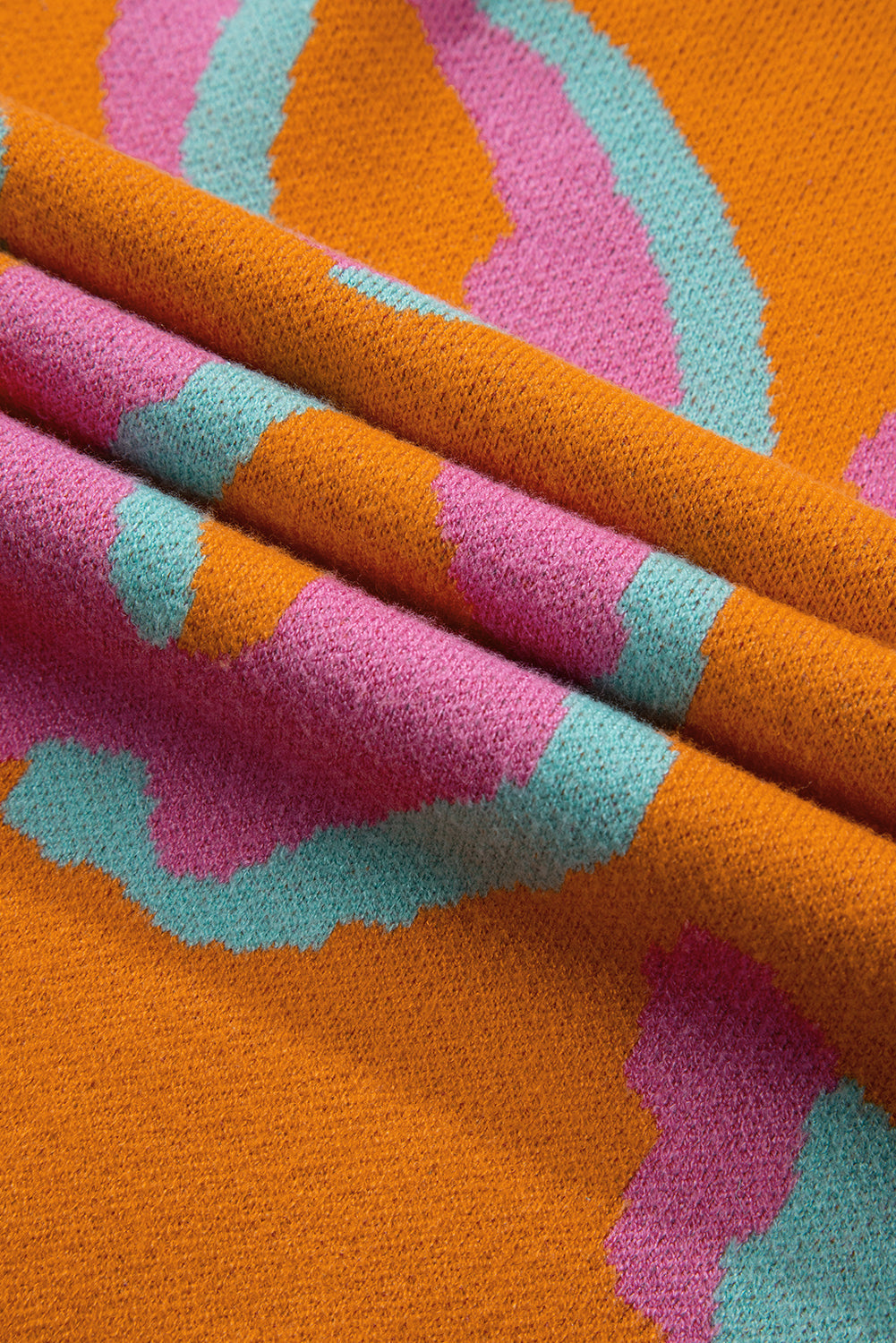 Everly | Kleurrijke gebreide damestrui met luipaardprint in oranje, roze en groen