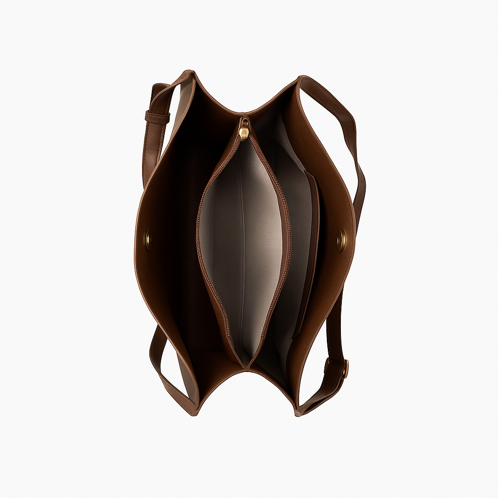 Minimalistische tas met verstelbare band en duurzame afwerking.