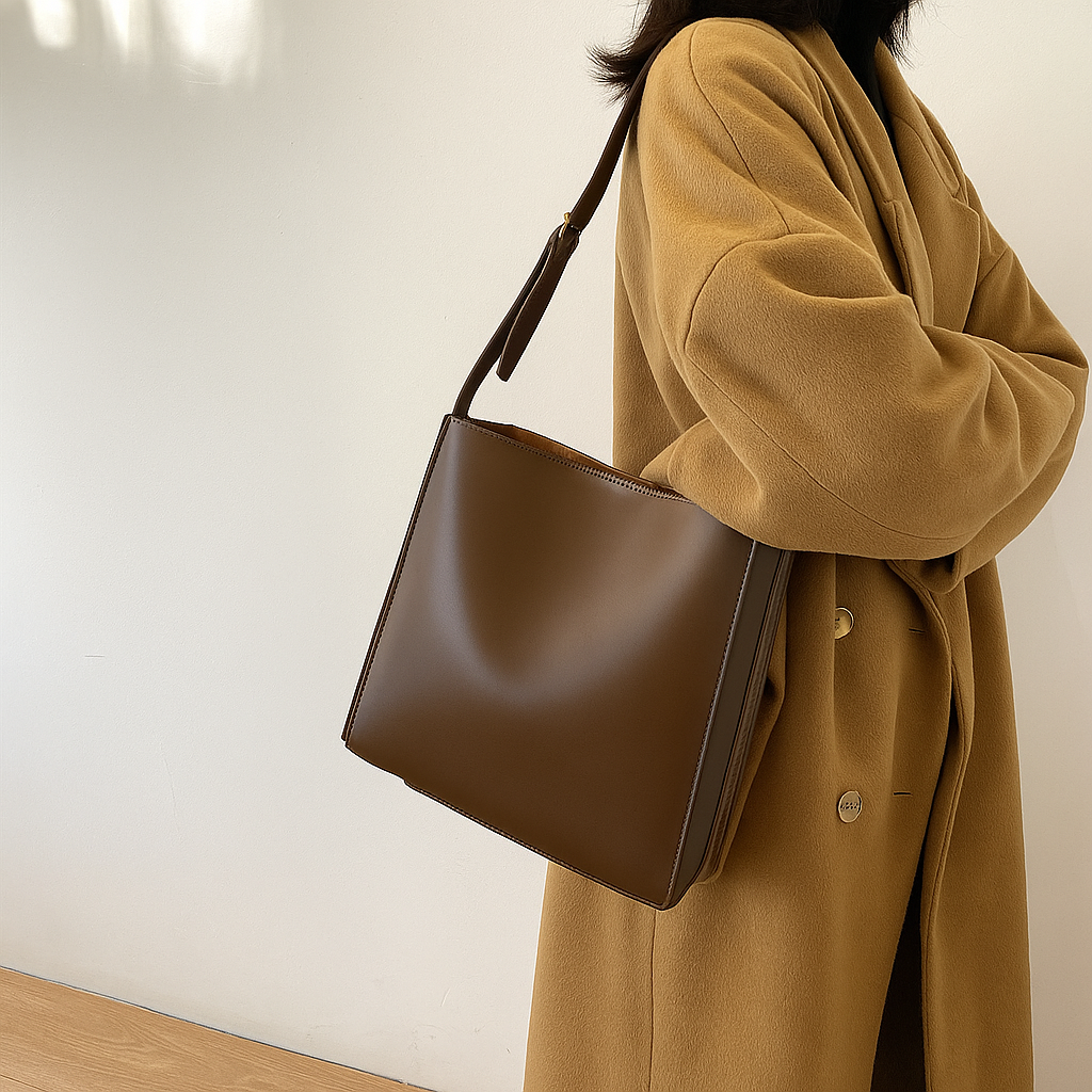 Ruime schoudertas van duurzaam materiaal, geschikt voor dagelijks gebruik.