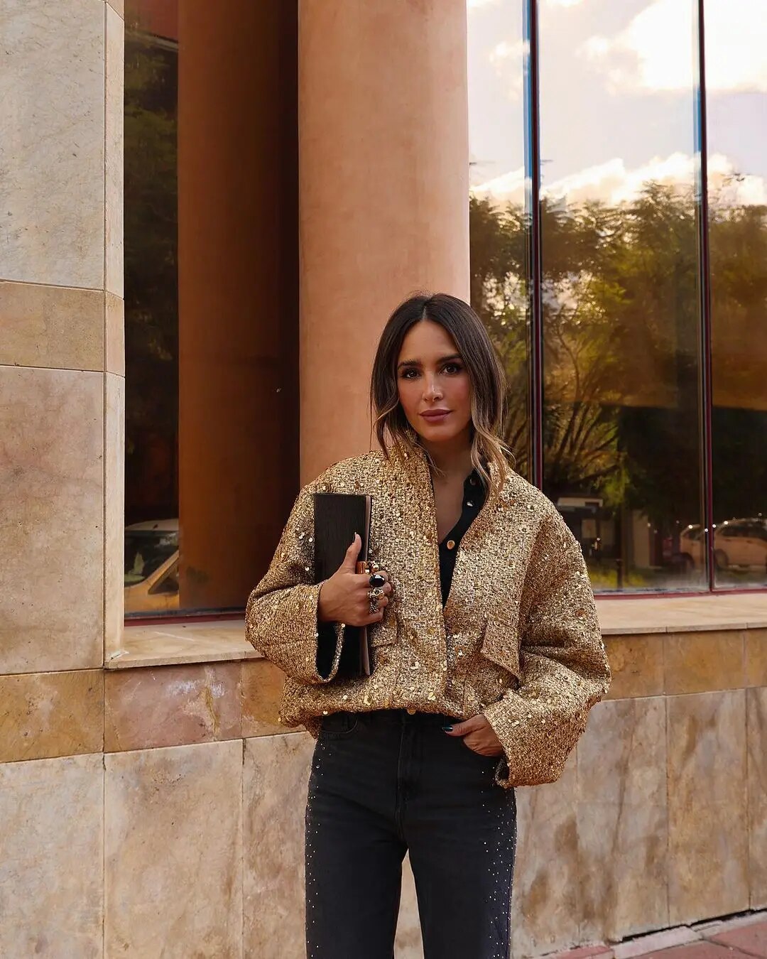 Zaryana | Gouden Sequin Jacket