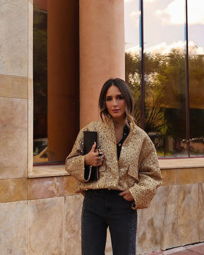 Zaryana | Gouden Sequin Jacket