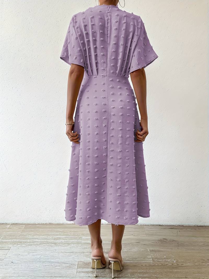 Indigo | Midi-jurk met stippen en ruches