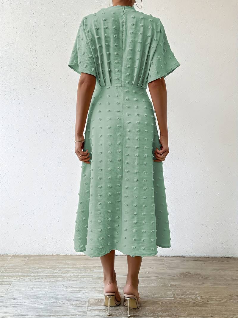 Indigo | Midi-jurk met stippen en ruches