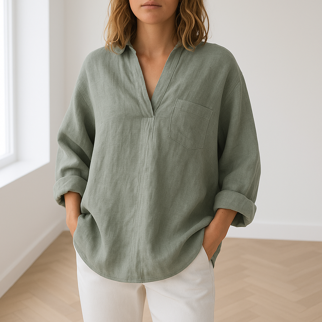 Freya | Klassieke Katoenen Linnen Blouse voor Vrouwen