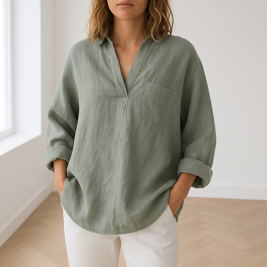 Freya | Klassieke Katoenen Linnen Blouse voor Vrouwen