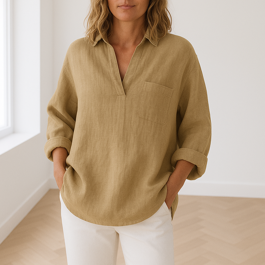 Freya | Klassieke Katoenen Linnen Blouse voor Vrouwen