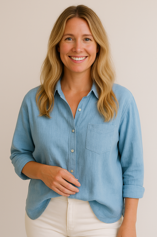 Isabelle | Linnen Blouse met Borstzak