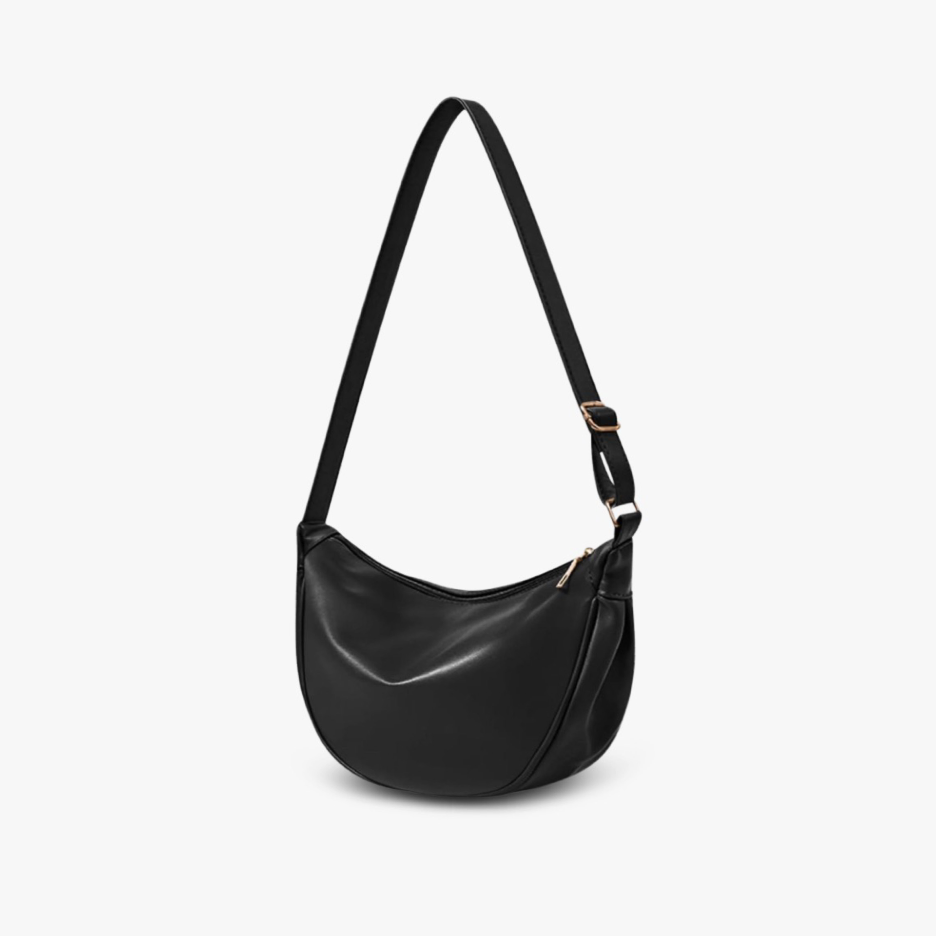Minimalistische crossbody in vegan leer met verstelbare band en moderne silhouette, ideaal voor dagelijks gebruik.