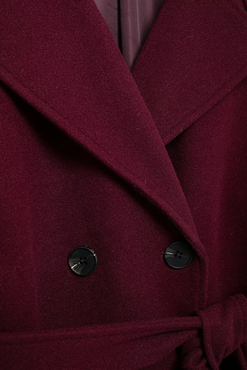 Leona | Classy burgundy lange winterjas