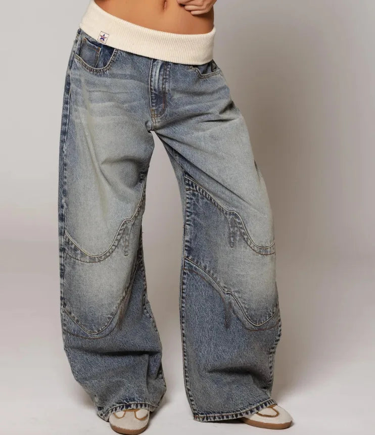 Selma | Baggy jeans met tailleband