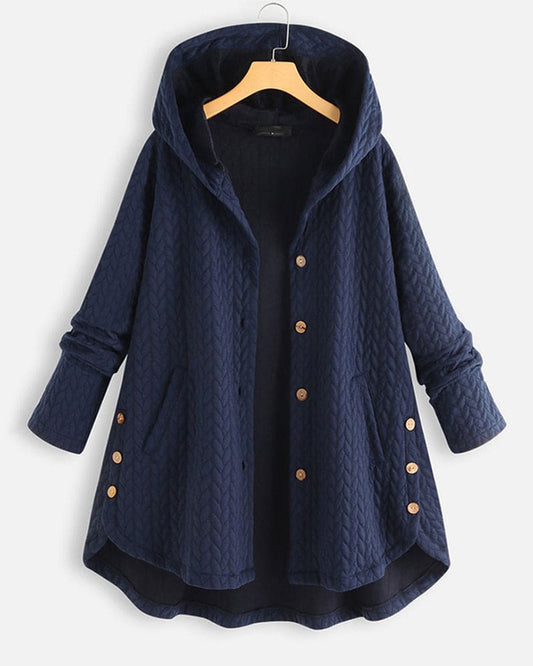 katoenen jas met capuchon en knoopsluiting