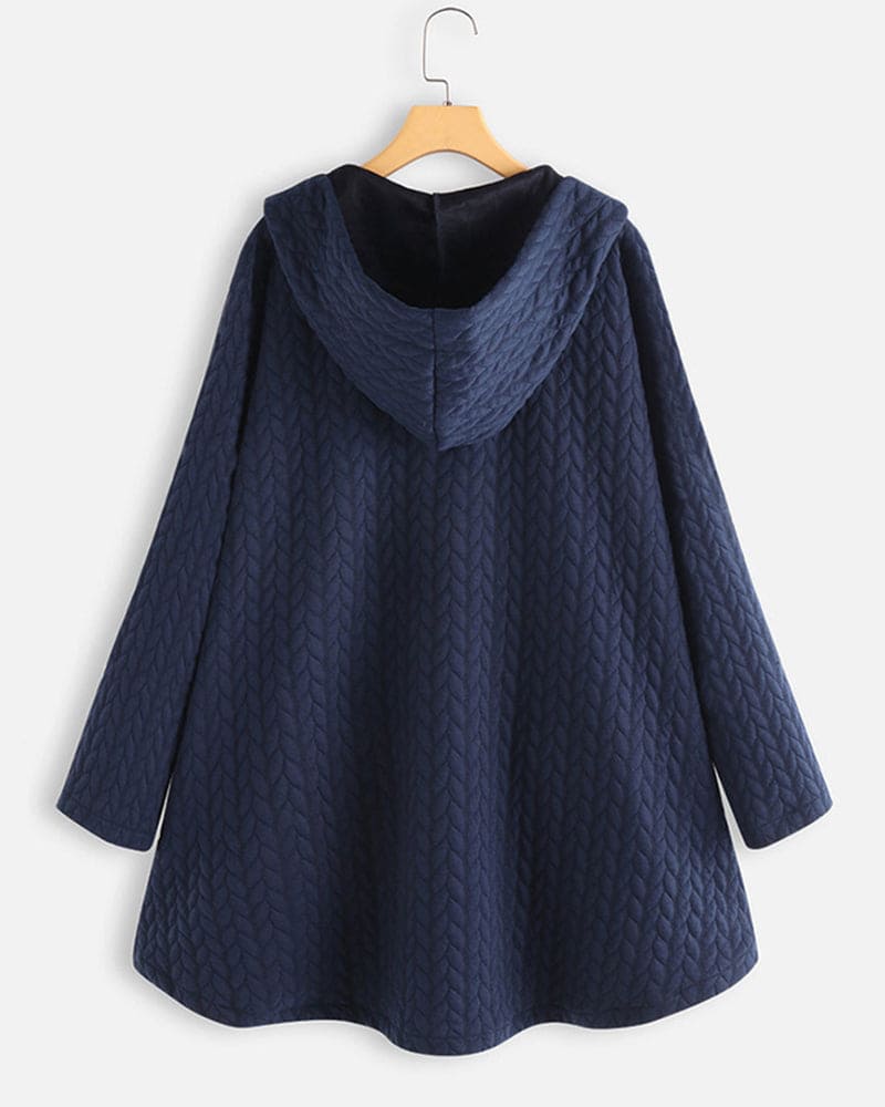 katoenen jas met capuchon en knoopsluiting