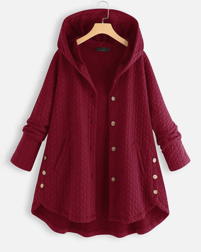 katoenen jas met capuchon en knoopsluiting