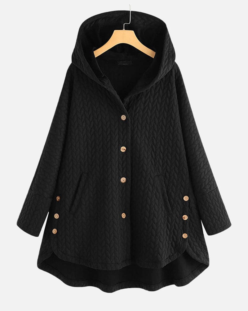 katoenen jas met capuchon en knoopsluiting