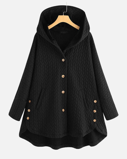 katoenen jas met capuchon en knoopsluiting