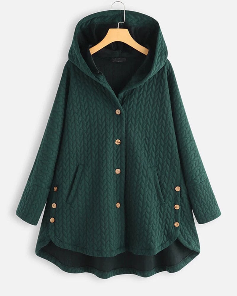 katoenen jas met capuchon en knoopsluiting