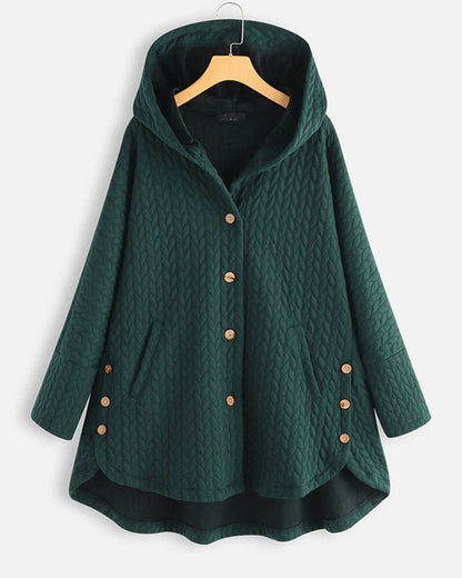 katoenen jas met capuchon en knoopsluiting