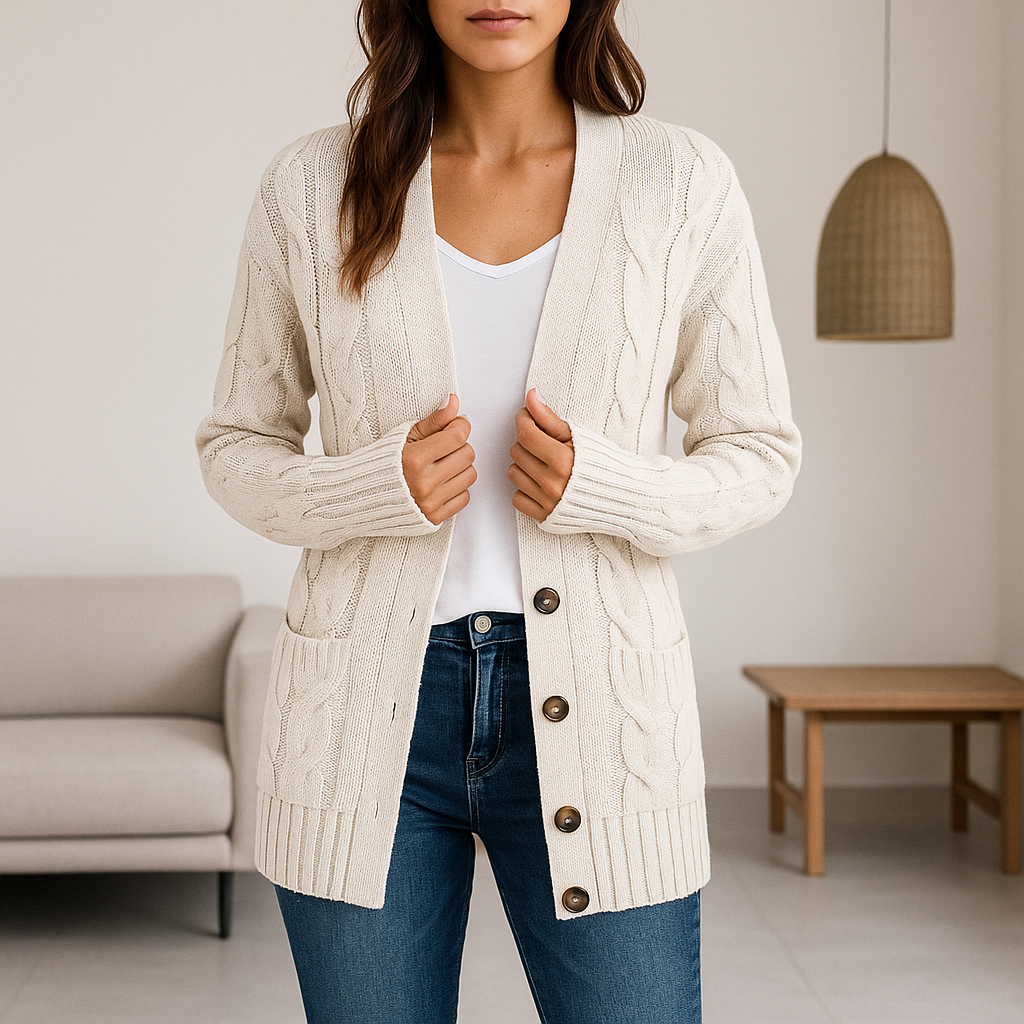 Azalea | Voeg knusse charme en veelzijdigheid toe aan je garderobe met de Azalea cardigan. Deze klassieke gebreide cardigan biedt lichtgewicht warmte, een comfortabele pasvorm en stijlvolle kleuropties zoals grijs, beige, blauw en legergroen. Perfect voor layering op relaxte dagen, casual bijeenkomsten of boodschappen. Verkrijgbaar in maten S-2XL. Combineer comfort en tijdloze stijl met de Azalea. Bestel nu en geniet van dagelijks gemak en een stijlvolle look!