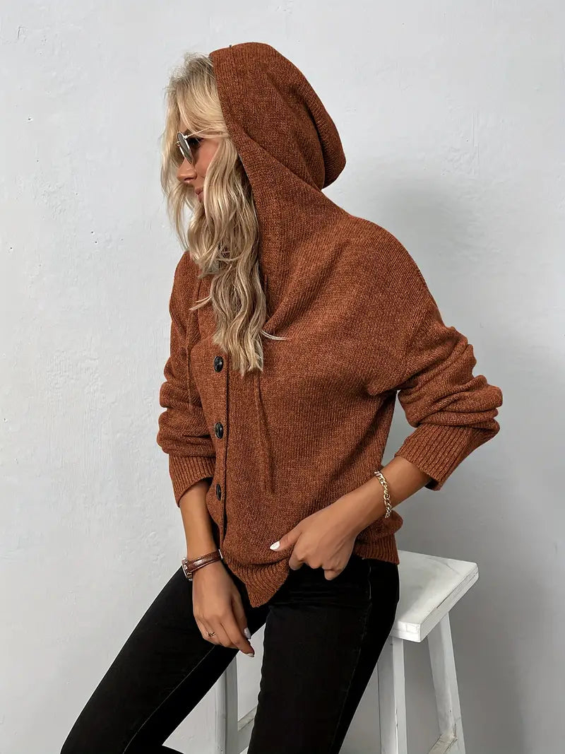 Halina | Gebreid vest met capuchon