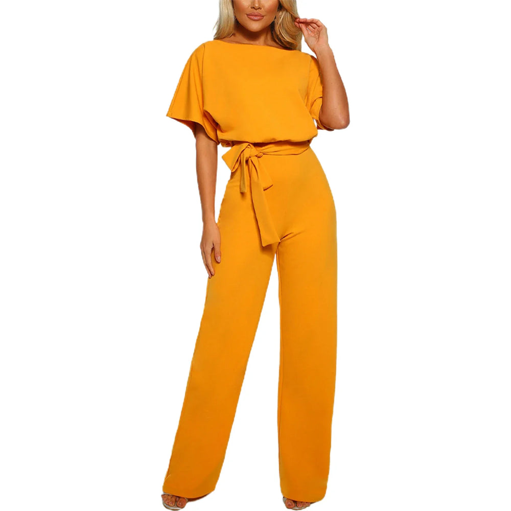Elegante jumpsuit die flatterend is voor je lichaam en comfortabel aanvoelt met korte mouwen