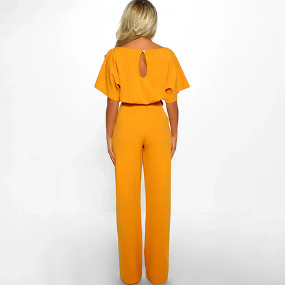 Elegante jumpsuit die flatterend is voor je lichaam en comfortabel aanvoelt met korte mouwen