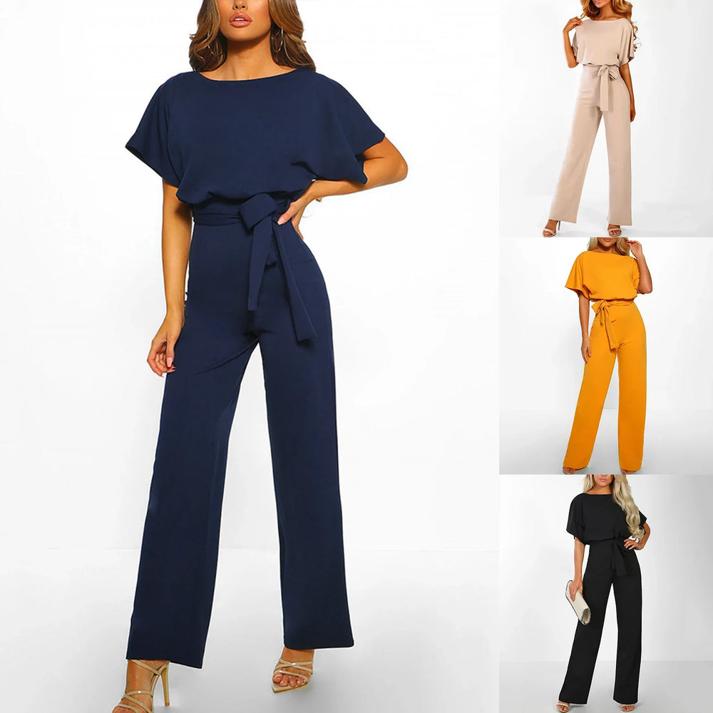 Elegante jumpsuit die flatterend is voor je lichaam en comfortabel aanvoelt met korte mouwen