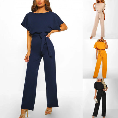 Elegante jumpsuit die flatterend is voor je lichaam en comfortabel aanvoelt met korte mouwen