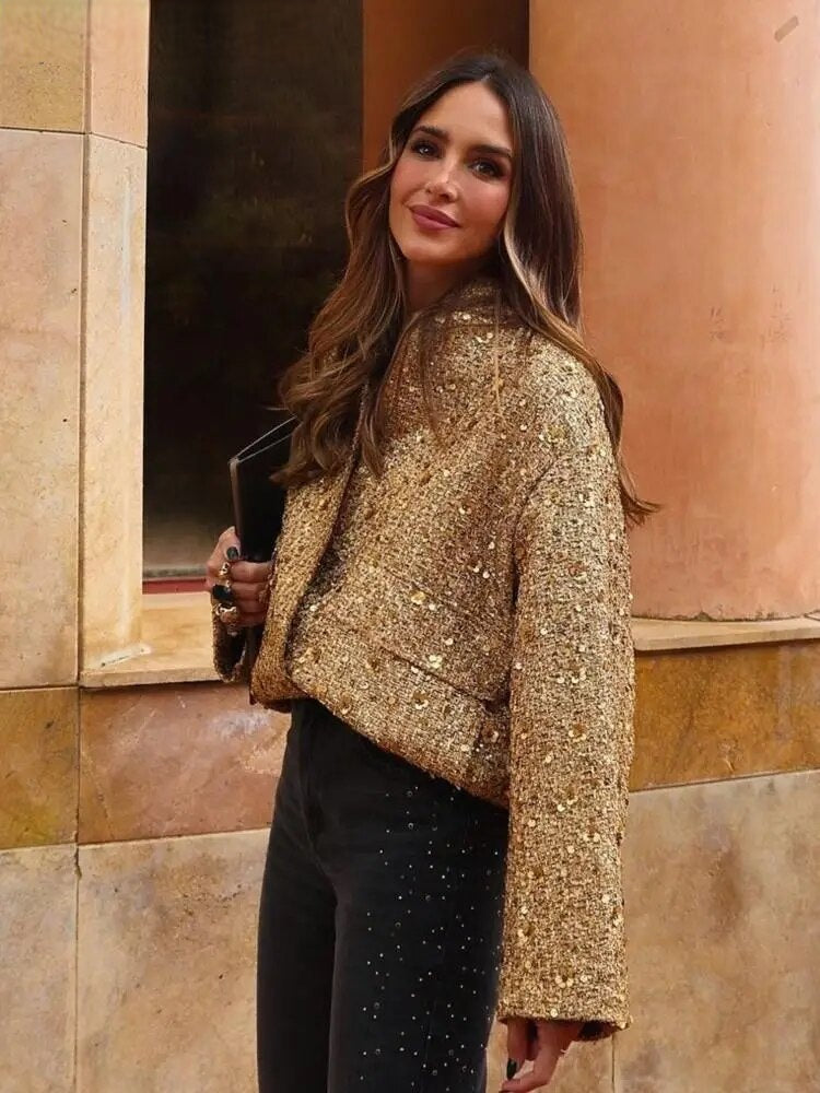 Zaryana | Gouden Sequin Jacket