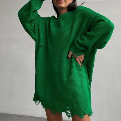 Brienne oversized sweater – trendy, comfortabel en edgy. De hoge ronde hals en gescheurde details geven een moderne, stoere uitstraling. De relaxte pasvorm en zachte polyesterstof zorgen voor ultiem draagcomfort. Perfect voor casual dagen of een streetwear-look. Verkrijgbaar in Groen, Roze, Zwart, Khaki en Lichtroze, maten XS-2XL. Voeg een gedurfde touch toe aan je garderobe met de Brienne sweater. Bestel nu en ervaar stijl en comfort in één!