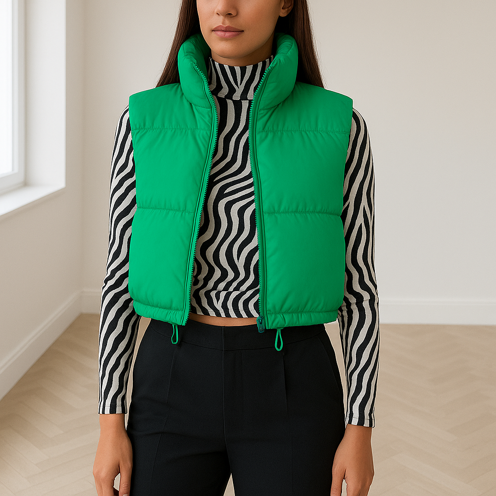 Blijf modieus en warm met onze trendy puffer vest voor dames. Dit veelzijdige kledingstuk is perfect voor het laagjes dragen tijdens koudere maanden en biedt zowel comfort als stijl. Gemaakt van hoogwaardige materialen, zorgt het voor een duurzame en comfortabele pasvorm. Verkrijgbaar in diverse kleuren en maten, past deze puffer vest moeiteloos bij elke outfit. Upgrade je wintergarderobe met dit onmisbare item en ervaar de perfecte combinatie van functionaliteit en mode.