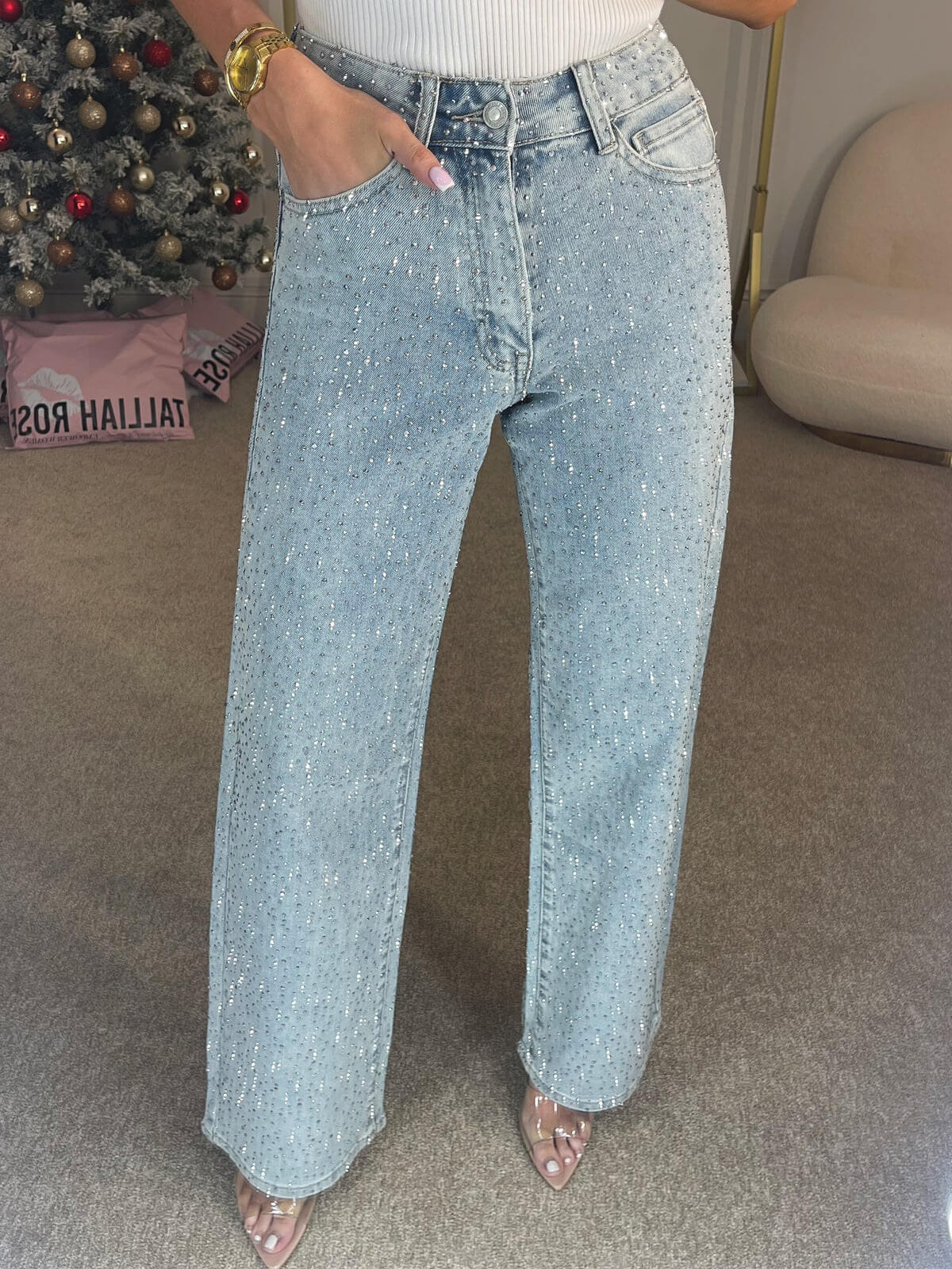 Ariel | Trendy glitterende dames jeans