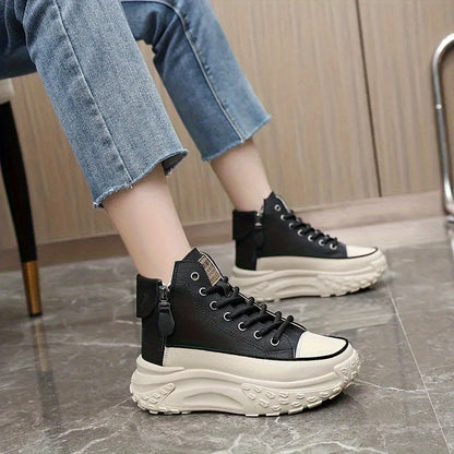 sneaker met hoge zool en zijritssluiting