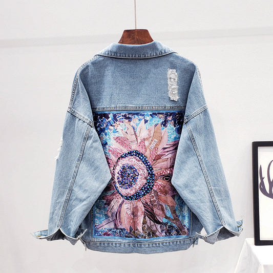 Mia | Oversized Spijkerjasje met Print