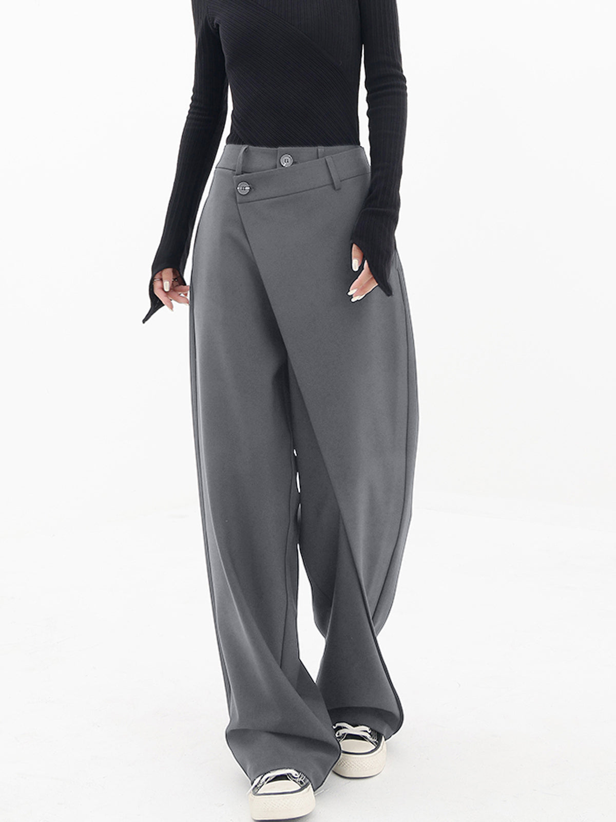 Sienna | Comfortabele Wijde Broek met Asymmetrische Sluiting